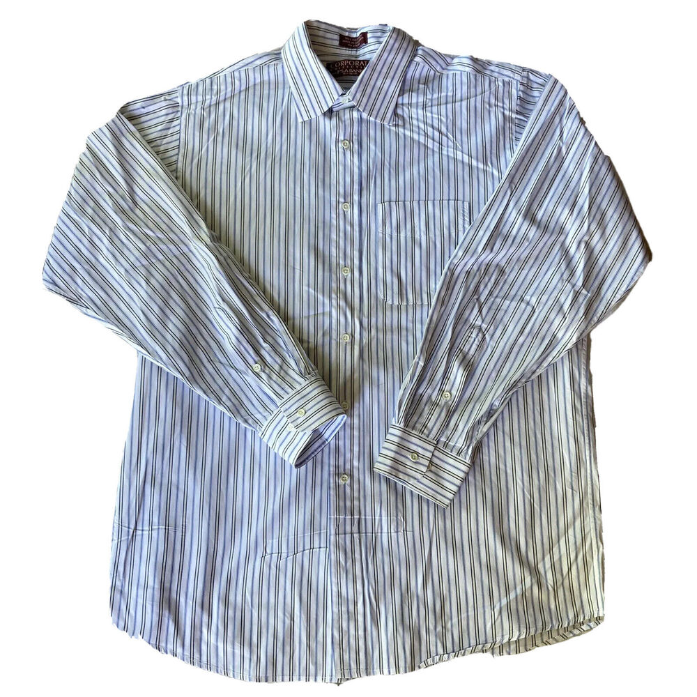 Jos A Bank Corporate Collection 16 34/35 Button Down Long Sleeve Shirt Blue Mens